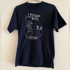 Screen Stars Black Short-Sleeve Graphic Tee with White Print